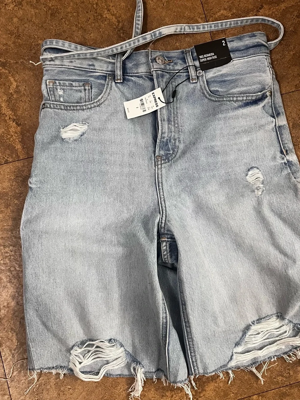 Express Light Blue Denim Shorts with Tag